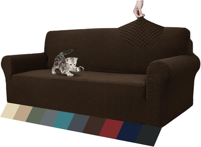 1 Piece Jacquard Couch Covers for 3 Cushion Couch Living Room High Stretch Sofa Cover Pets Dogs Friendly Anti Slip Thickened Slipcovers Furniture Protector (Sofa, Light Grey)