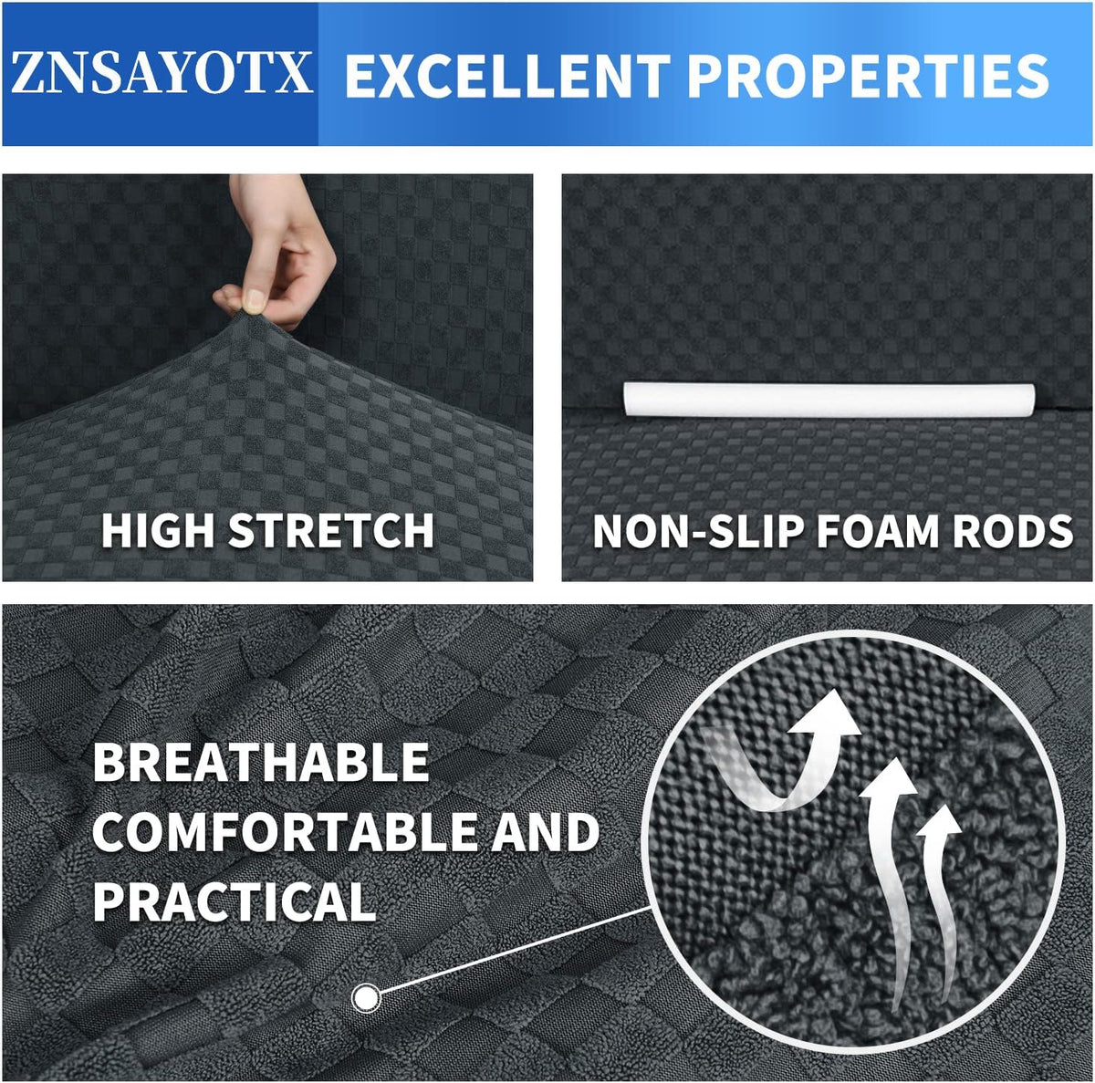 1 Piece Jacquard Couch Covers for 3 Cushion Couch Living Room High Stretch Sofa Cover Pets Dogs Friendly Anti Slip Thickened Slipcovers Furniture Protector (Sofa, Light Grey)