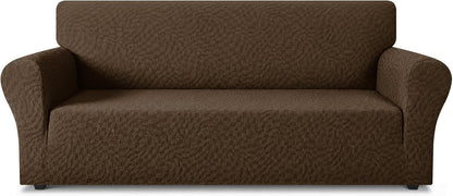 1 Piece Jacquard Couch Covers for 3 Cushion Couch Living Room High Stretch Sofa Cover Pets Dogs Friendly Anti Slip Thickened Slipcovers Furniture Protector (Sofa, Light Grey)