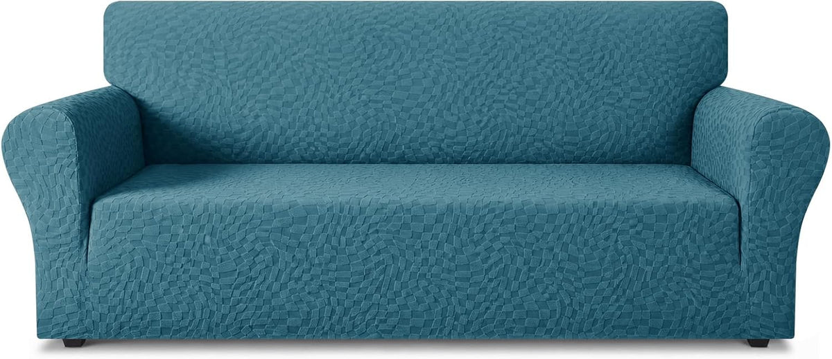 1 Piece Jacquard Couch Covers for 3 Cushion Couch Living Room High Stretch Sofa Cover Pets Dogs Friendly Anti Slip Thickened Slipcovers Furniture Protector (Sofa, Light Grey)