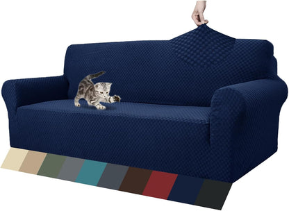 1 Piece Jacquard Couch Covers for 3 Cushion Couch Living Room High Stretch Sofa Cover Pets Dogs Friendly Anti Slip Thickened Slipcovers Furniture Protector (Sofa, Light Grey)