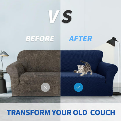 1 Piece Jacquard Couch Covers for 3 Cushion Couch Living Room High Stretch Sofa Cover Pets Dogs Friendly Anti Slip Thickened Slipcovers Furniture Protector (Sofa, Light Grey)