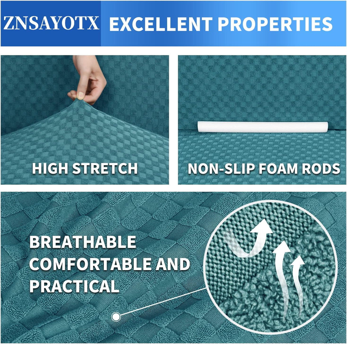 1 Piece Jacquard Couch Covers for 3 Cushion Couch Living Room High Stretch Sofa Cover Pets Dogs Friendly Anti Slip Thickened Slipcovers Furniture Protector (Sofa, Light Grey)