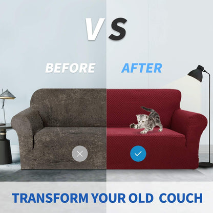 1 Piece Jacquard Couch Covers for 3 Cushion Couch Living Room High Stretch Sofa Cover Pets Dogs Friendly Anti Slip Thickened Slipcovers Furniture Protector (Sofa, Light Grey)