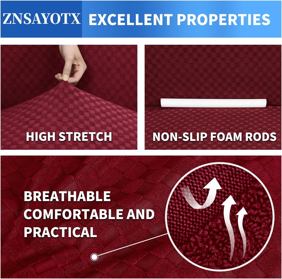 1 Piece Jacquard Couch Covers for 3 Cushion Couch Living Room High Stretch Sofa Cover Pets Dogs Friendly Anti Slip Thickened Slipcovers Furniture Protector (Sofa, Light Grey)