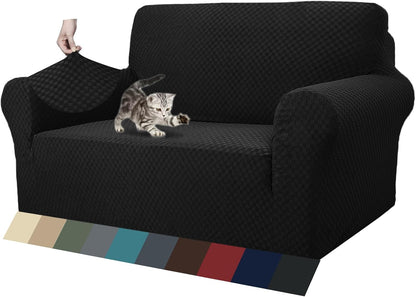 1 Piece Jacquard Couch Covers for 3 Cushion Couch Living Room High Stretch Sofa Cover Pets Dogs Friendly Anti Slip Thickened Slipcovers Furniture Protector (Sofa, Light Grey)