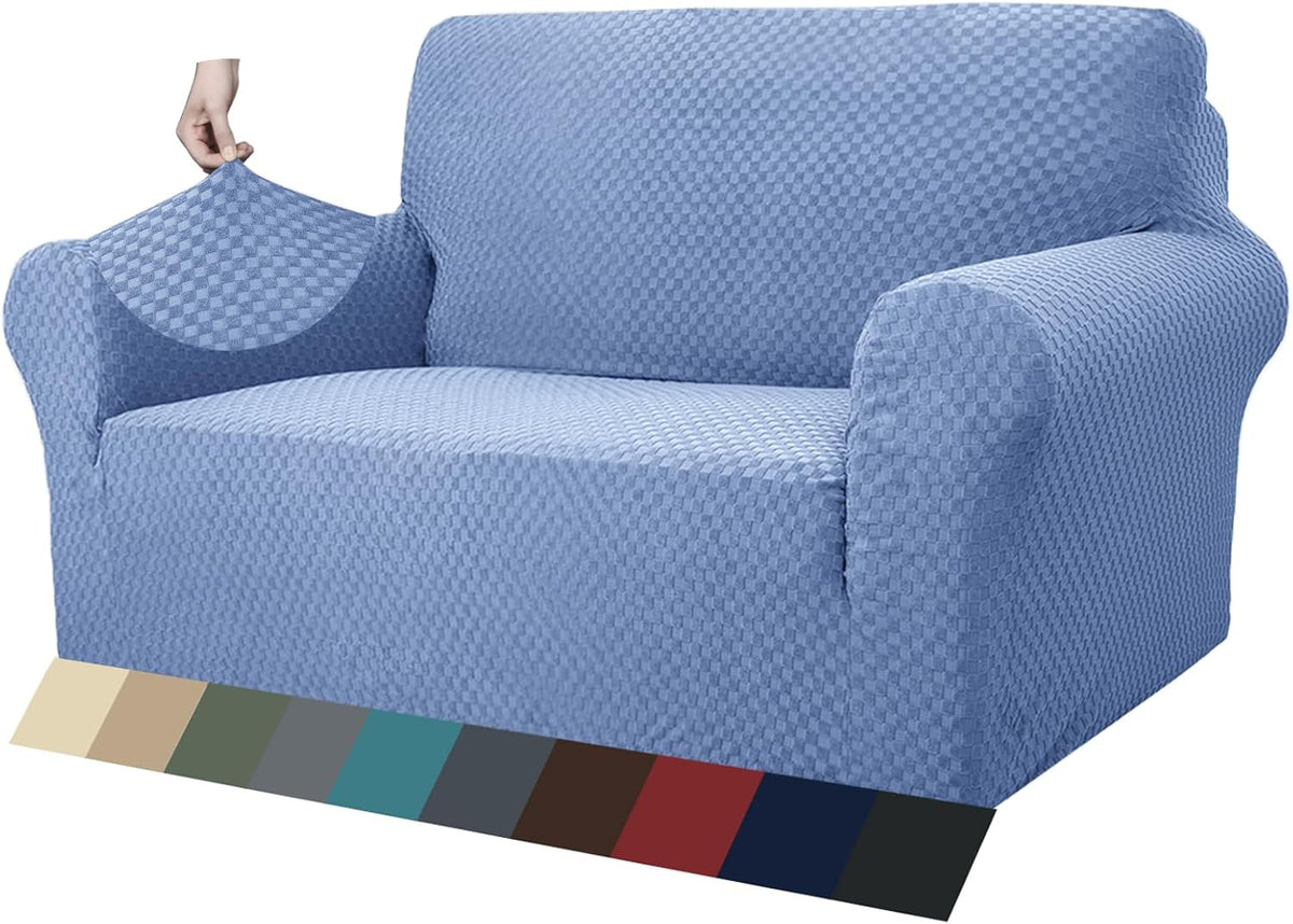 1 Piece Jacquard Couch Covers for 3 Cushion Couch Living Room High Stretch Sofa Cover Pets Dogs Friendly Anti Slip Thickened Slipcovers Furniture Protector (Sofa, Light Grey)