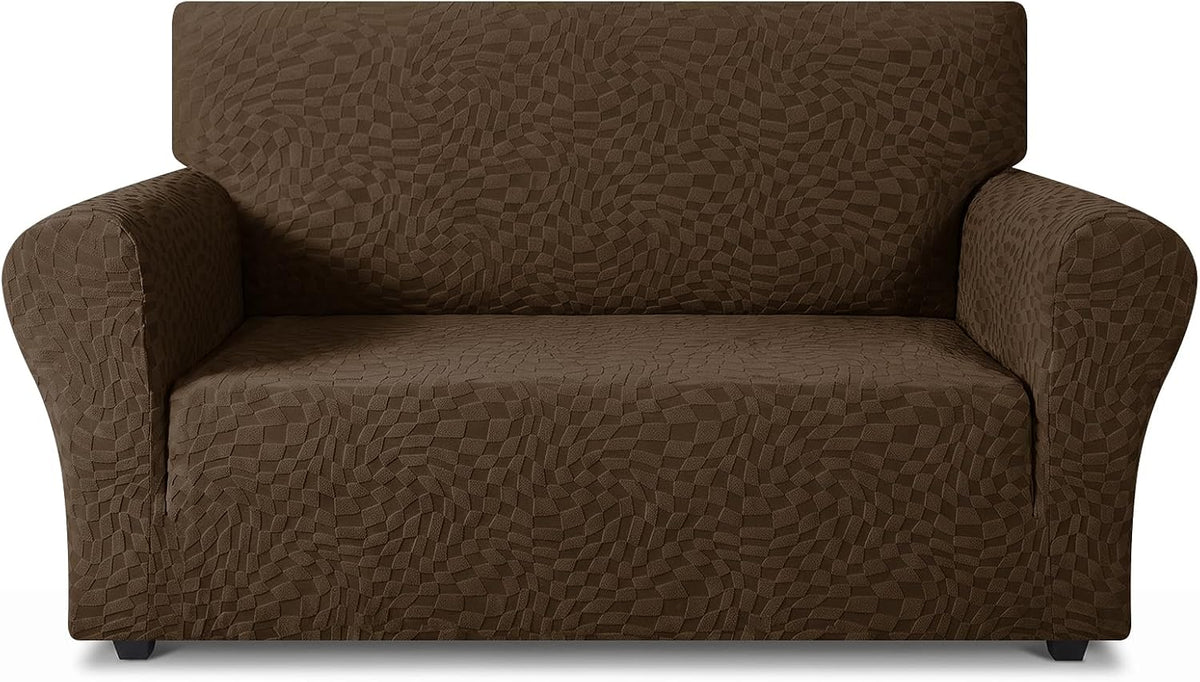 1 Piece Jacquard Couch Covers for 3 Cushion Couch Living Room High Stretch Sofa Cover Pets Dogs Friendly Anti Slip Thickened Slipcovers Furniture Protector (Sofa, Light Grey)