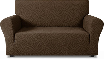 1 Piece Jacquard Couch Covers for 3 Cushion Couch Living Room High Stretch Sofa Cover Pets Dogs Friendly Anti Slip Thickened Slipcovers Furniture Protector (Sofa, Light Grey)