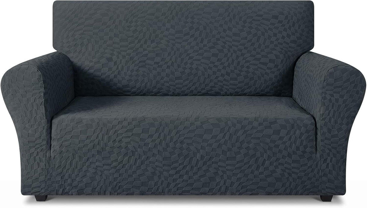 1 Piece Jacquard Couch Covers for 3 Cushion Couch Living Room High Stretch Sofa Cover Pets Dogs Friendly Anti Slip Thickened Slipcovers Furniture Protector (Sofa, Light Grey)