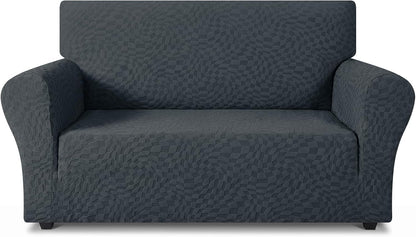 1 Piece Jacquard Couch Covers for 3 Cushion Couch Living Room High Stretch Sofa Cover Pets Dogs Friendly Anti Slip Thickened Slipcovers Furniture Protector (Sofa, Light Grey)