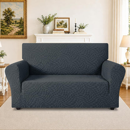 1 Piece Jacquard Couch Covers for 3 Cushion Couch Living Room High Stretch Sofa Cover Pets Dogs Friendly Anti Slip Thickened Slipcovers Furniture Protector (Sofa, Light Grey)