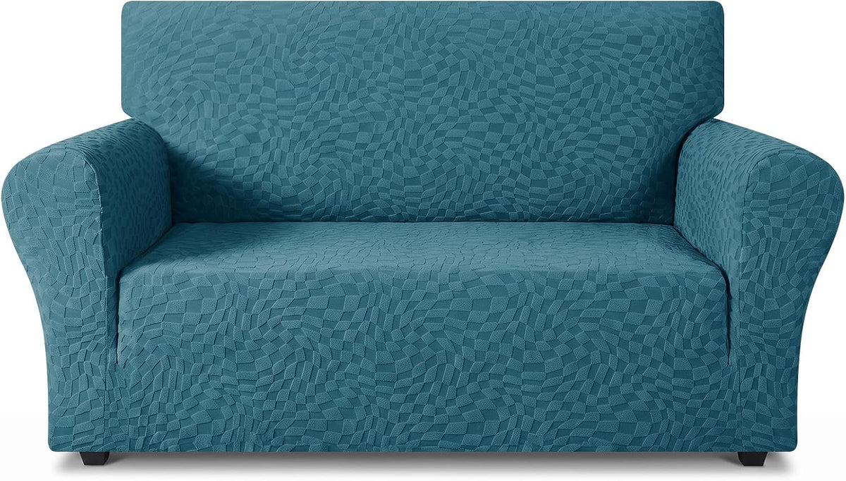 1 Piece Jacquard Couch Covers for 3 Cushion Couch Living Room High Stretch Sofa Cover Pets Dogs Friendly Anti Slip Thickened Slipcovers Furniture Protector (Sofa, Light Grey)