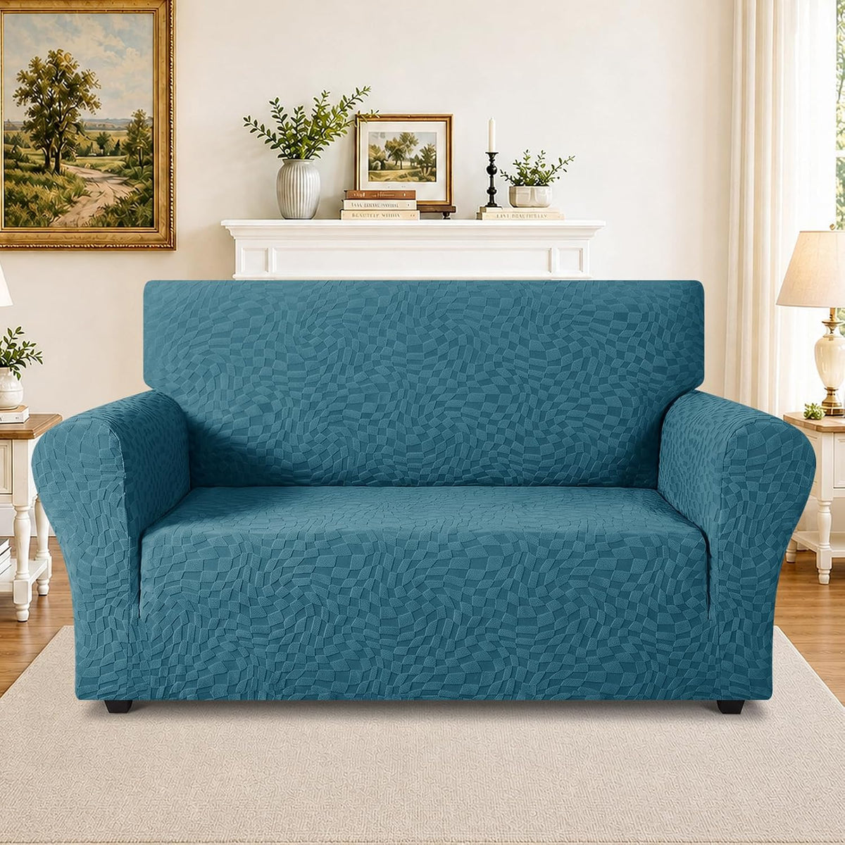 1 Piece Jacquard Couch Covers for 3 Cushion Couch Living Room High Stretch Sofa Cover Pets Dogs Friendly Anti Slip Thickened Slipcovers Furniture Protector (Sofa, Light Grey)
