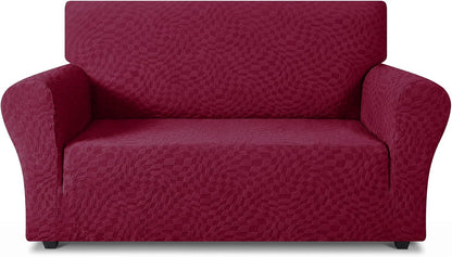 1 Piece Jacquard Couch Covers for 3 Cushion Couch Living Room High Stretch Sofa Cover Pets Dogs Friendly Anti Slip Thickened Slipcovers Furniture Protector (Sofa, Light Grey)