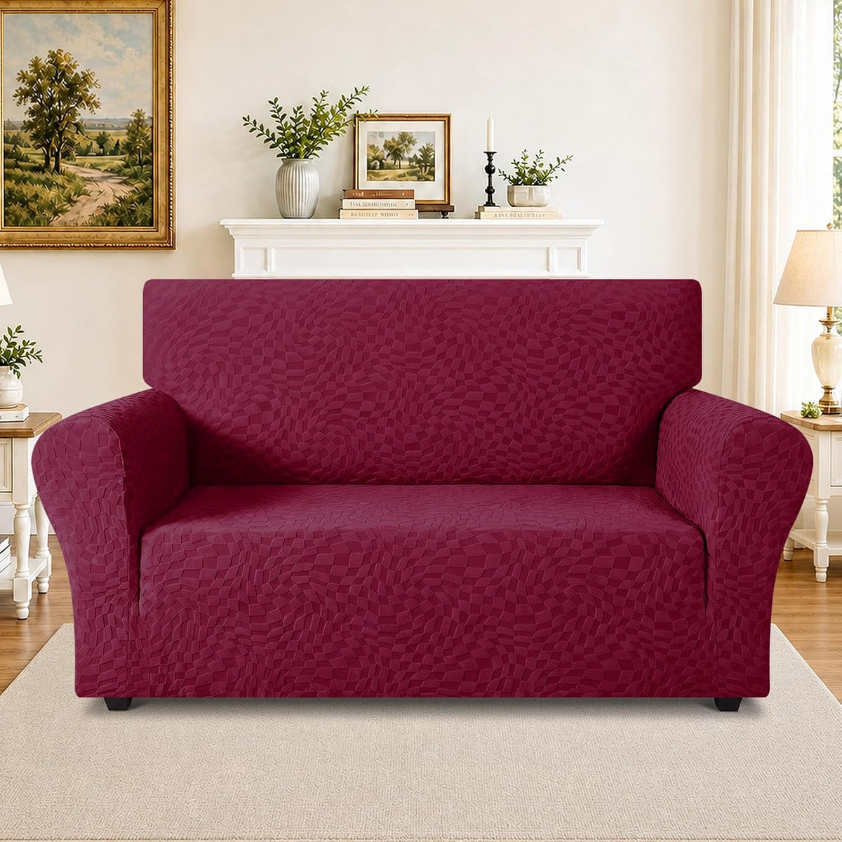 1 Piece Jacquard Couch Covers for 3 Cushion Couch Living Room High Stretch Sofa Cover Pets Dogs Friendly Anti Slip Thickened Slipcovers Furniture Protector (Sofa, Light Grey)