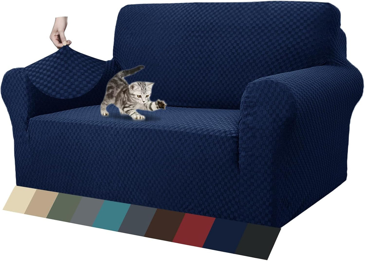 1 Piece Jacquard Couch Covers for 3 Cushion Couch Living Room High Stretch Sofa Cover Pets Dogs Friendly Anti Slip Thickened Slipcovers Furniture Protector (Sofa, Light Grey)
