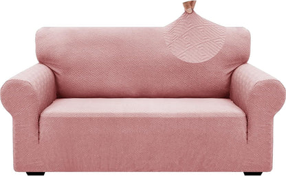 1 Piece Jacquard Couch Covers for 3 Cushion Couch Living Room High Stretch Sofa Cover Pets Dogs Friendly Anti Slip Thickened Slipcovers Furniture Protector (Sofa, Light Grey)