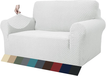 1 Piece Jacquard Couch Covers for 3 Cushion Couch Living Room High Stretch Sofa Cover Pets Dogs Friendly Anti Slip Thickened Slipcovers Furniture Protector (Sofa, Light Grey)