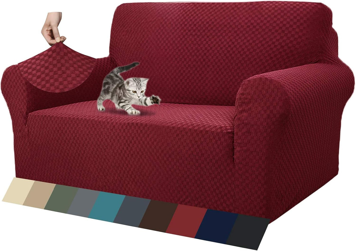 1 Piece Jacquard Couch Covers for 3 Cushion Couch Living Room High Stretch Sofa Cover Pets Dogs Friendly Anti Slip Thickened Slipcovers Furniture Protector (Sofa, Light Grey)