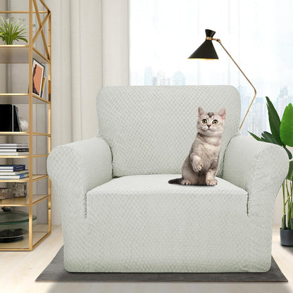 1 Piece Jacquard Couch Covers for 3 Cushion Couch Living Room High Stretch Sofa Cover Pets Dogs Friendly Anti Slip Thickened Slipcovers Furniture Protector (Sofa, Light Grey)