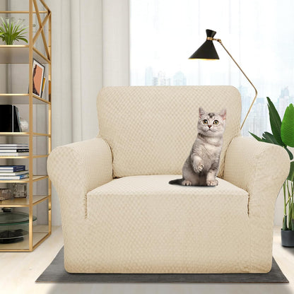 1 Piece Jacquard Couch Covers for 3 Cushion Couch Living Room High Stretch Sofa Cover Pets Dogs Friendly Anti Slip Thickened Slipcovers Furniture Protector (Sofa, Light Grey)