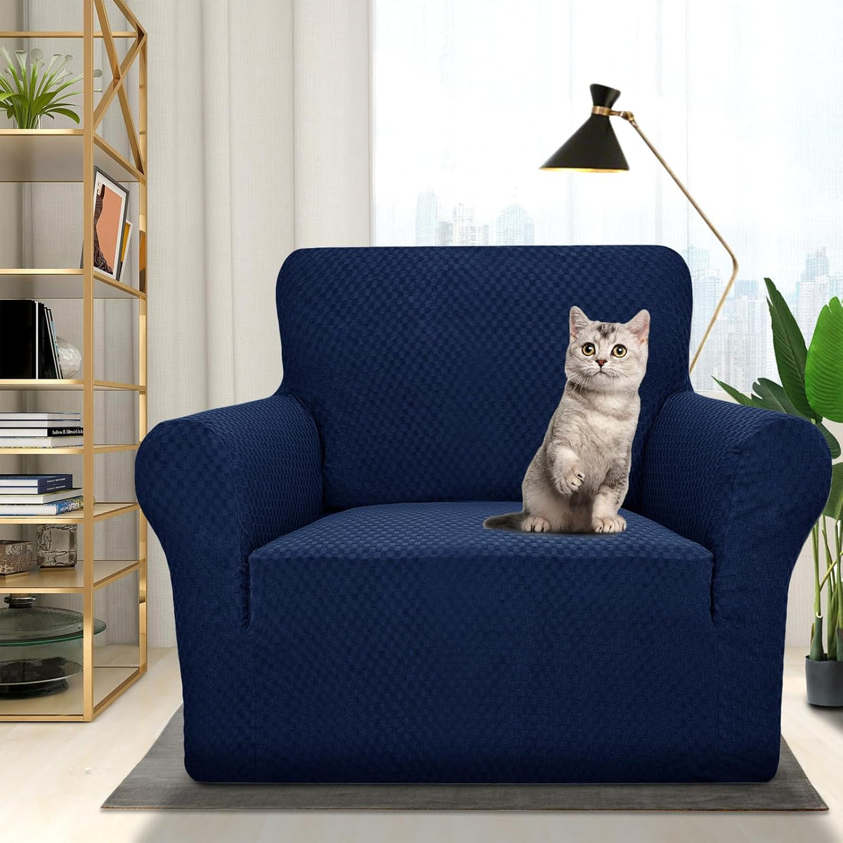 1 Piece Jacquard Couch Covers for 3 Cushion Couch Living Room High Stretch Sofa Cover Pets Dogs Friendly Anti Slip Thickened Slipcovers Furniture Protector (Sofa, Light Grey)