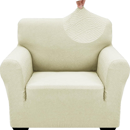 1 Piece Jacquard Couch Covers for 3 Cushion Couch Living Room High Stretch Sofa Cover Pets Dogs Friendly Anti Slip Thickened Slipcovers Furniture Protector (Sofa, Light Grey)