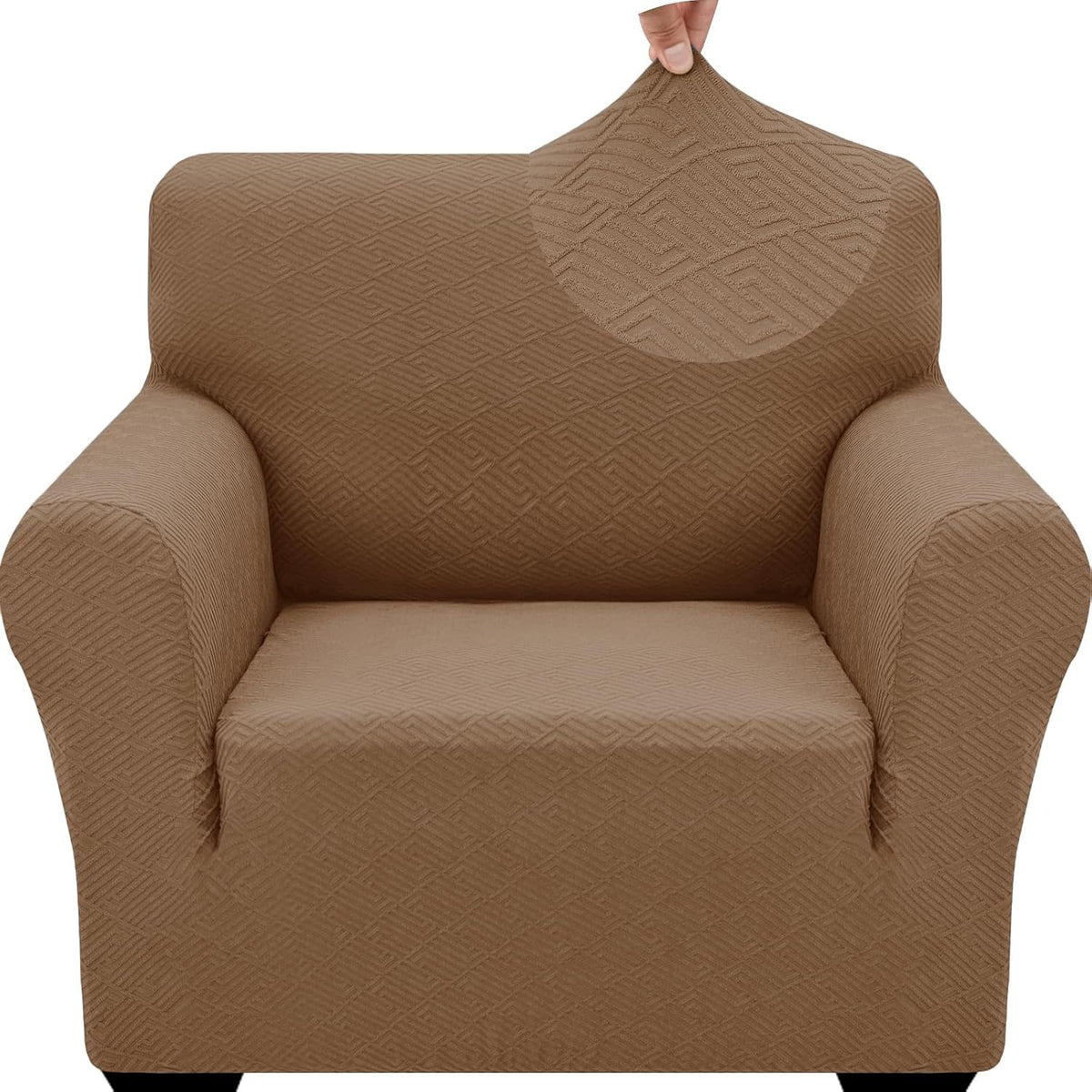 1 Piece Jacquard Couch Covers for 3 Cushion Couch Living Room High Stretch Sofa Cover Pets Dogs Friendly Anti Slip Thickened Slipcovers Furniture Protector (Sofa, Light Grey)