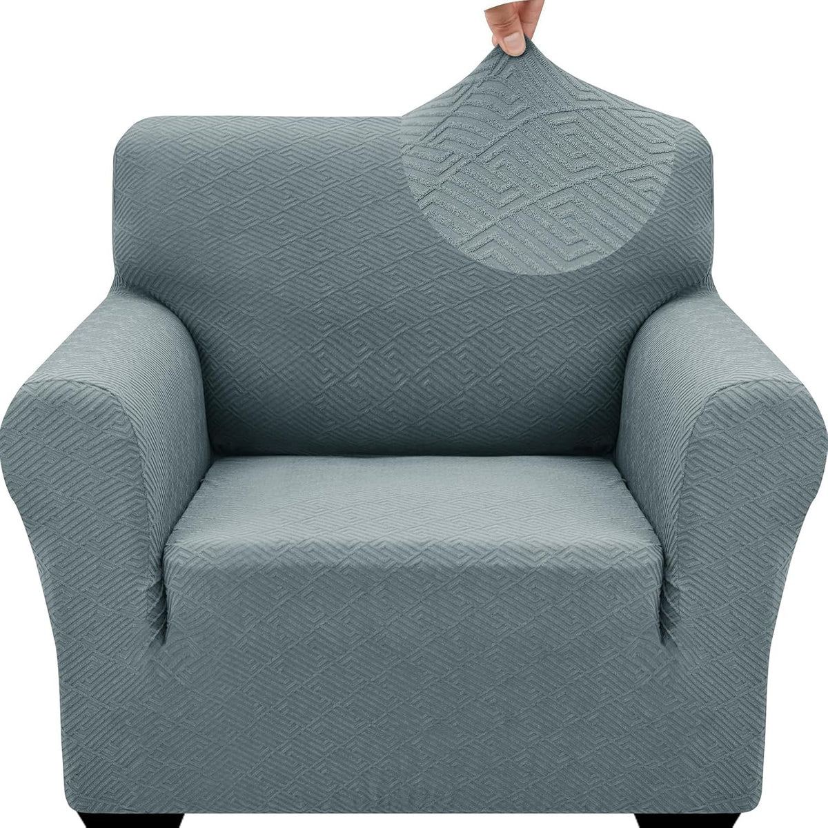 1 Piece Jacquard Couch Covers for 3 Cushion Couch Living Room High Stretch Sofa Cover Pets Dogs Friendly Anti Slip Thickened Slipcovers Furniture Protector (Sofa, Light Grey)