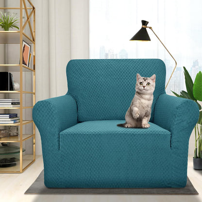 1 Piece Jacquard Couch Covers for 3 Cushion Couch Living Room High Stretch Sofa Cover Pets Dogs Friendly Anti Slip Thickened Slipcovers Furniture Protector (Sofa, Light Grey)