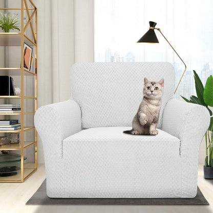 1 Piece Jacquard Couch Covers for 3 Cushion Couch Living Room High Stretch Sofa Cover Pets Dogs Friendly Anti Slip Thickened Slipcovers Furniture Protector (Sofa, Light Grey)