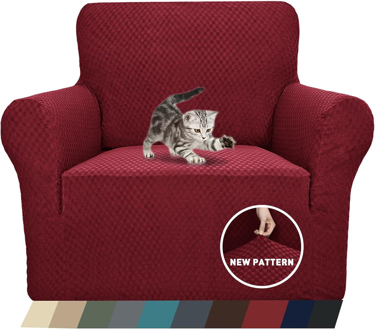 1 Piece Jacquard Couch Covers for 3 Cushion Couch Living Room High Stretch Sofa Cover Pets Dogs Friendly Anti Slip Thickened Slipcovers Furniture Protector (Sofa, Light Grey)