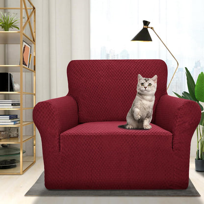 1 Piece Jacquard Couch Covers for 3 Cushion Couch Living Room High Stretch Sofa Cover Pets Dogs Friendly Anti Slip Thickened Slipcovers Furniture Protector (Sofa, Light Grey)
