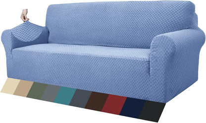1 Piece Jacquard Couch Covers for 3 Cushion Couch Living Room High Stretch Sofa Cover Pets Dogs Friendly Anti Slip Thickened Slipcovers Furniture Protector (Sofa, Light Grey)