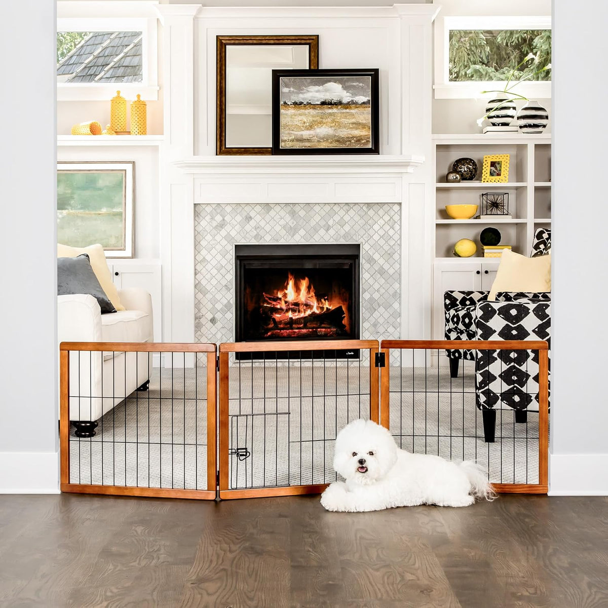 Carlson 41"-70" Super Wide Dog Gate, Premium Wooden Adjustable Freestanding Pet Gate for Doorways & Hallways