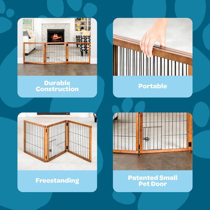Carlson 41"-70" Super Wide Dog Gate, Premium Wooden Adjustable Freestanding Pet Gate for Doorways & Hallways