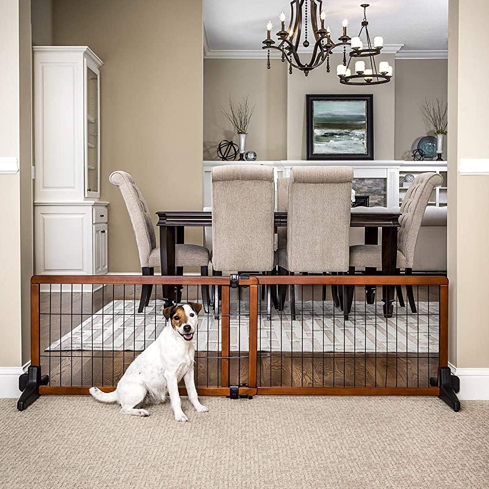 Carlson 41"-70" Super Wide Dog Gate, Premium Wooden Adjustable Freestanding Pet Gate for Doorways & Hallways