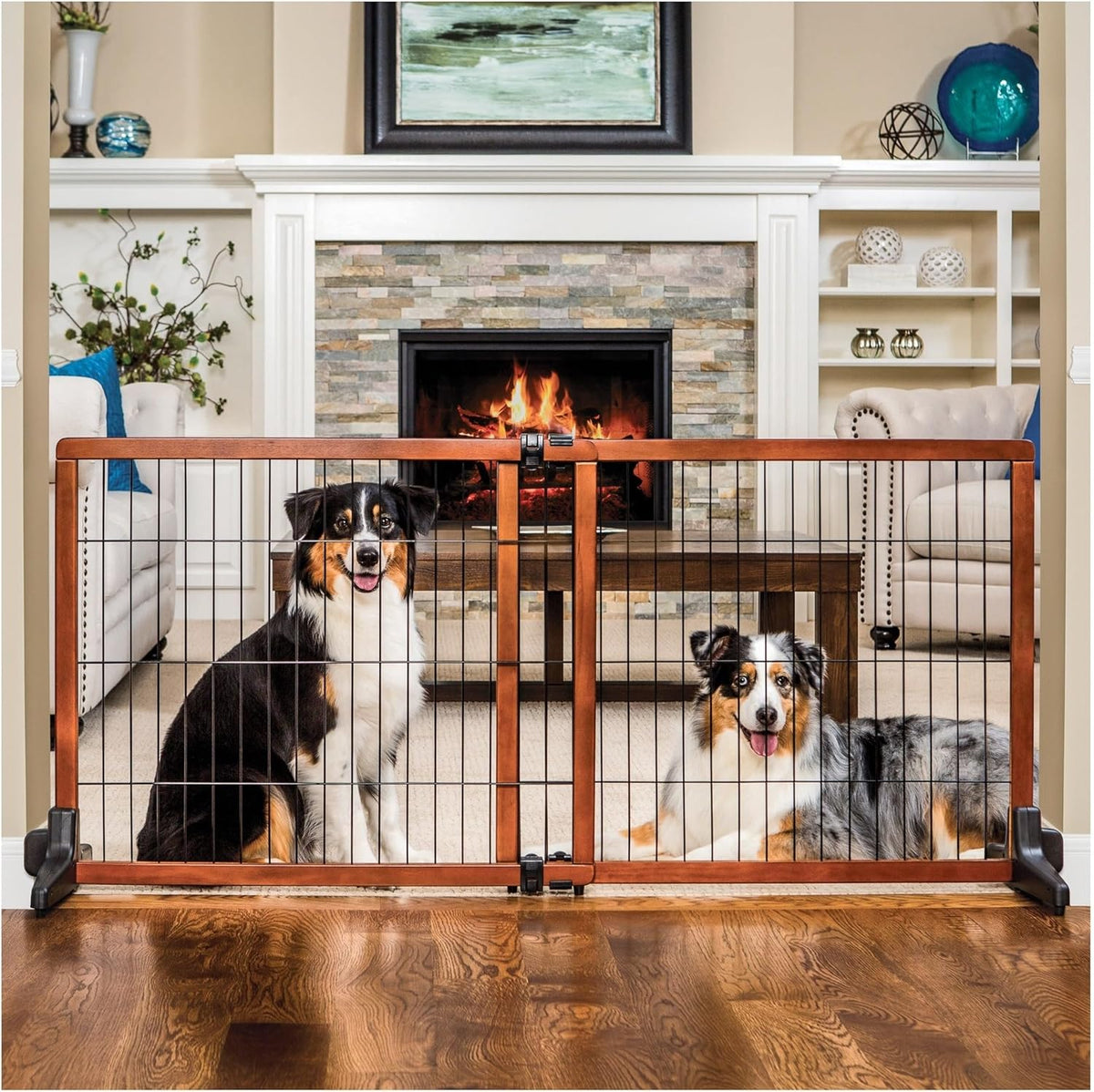 Carlson 41"-70" Super Wide Dog Gate, Premium Wooden Adjustable Freestanding Pet Gate for Doorways & Hallways