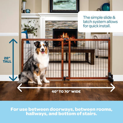 Carlson 41"-70" Super Wide Dog Gate, Premium Wooden Adjustable Freestanding Pet Gate for Doorways & Hallways