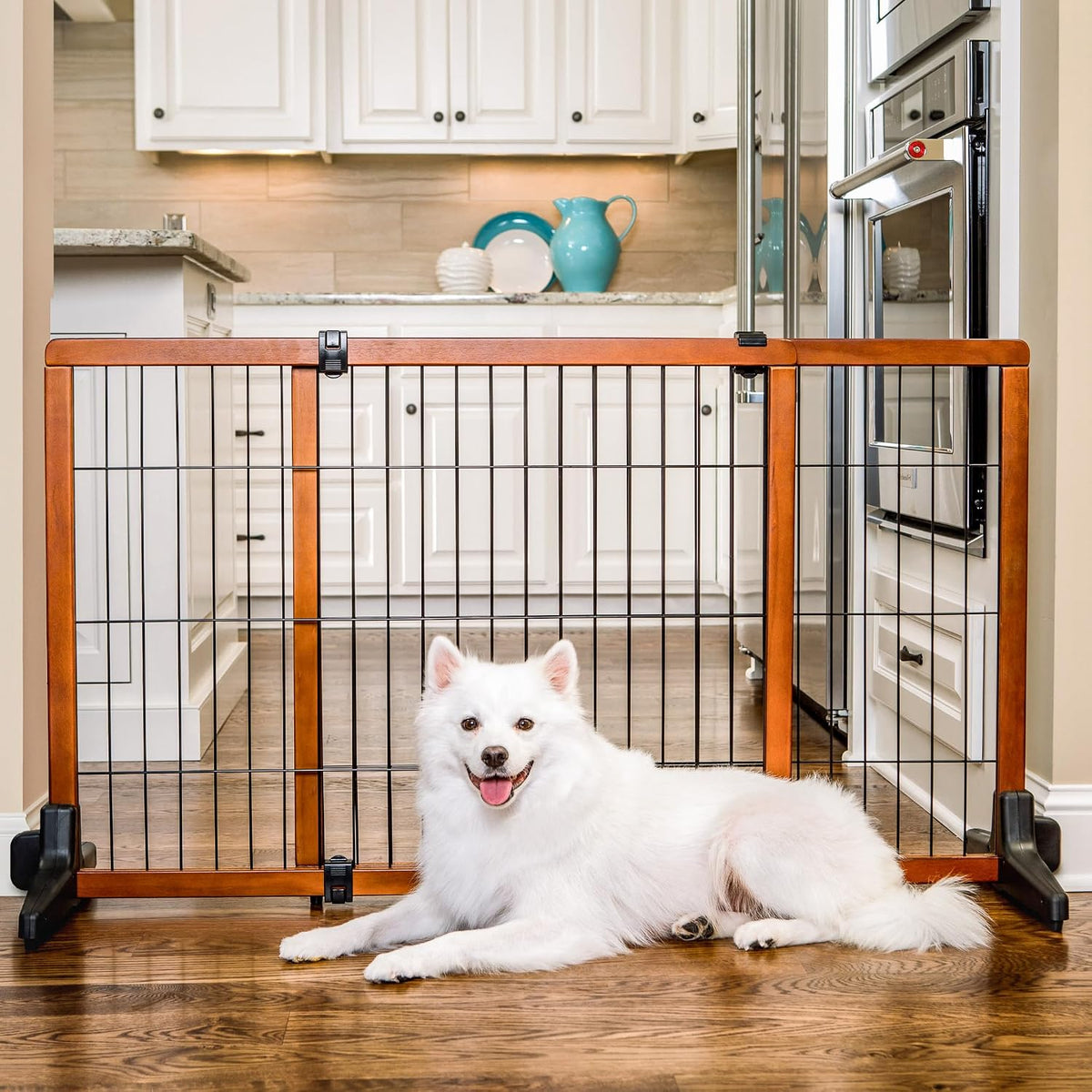 Carlson 41"-70" Super Wide Dog Gate, Premium Wooden Adjustable Freestanding Pet Gate for Doorways & Hallways