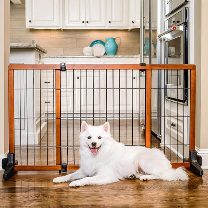 Carlson 41"-70" Super Wide Dog Gate, Premium Wooden Adjustable Freestanding Pet Gate for Doorways & Hallways