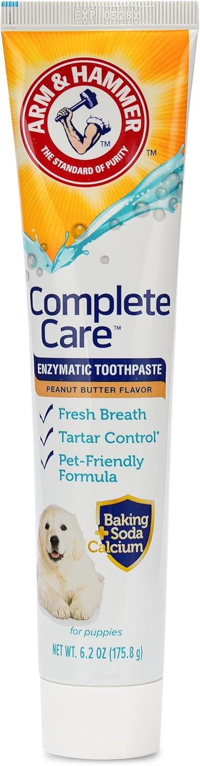 Complete Care Puppy Toothpaste, Peanut Butter, 6.2 Oz | Fluoride-free, non-toxic formula with baking soda and calcium controls tartar for growing puppies