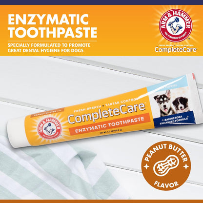 Complete Care Puppy Toothpaste, Peanut Butter, 6.2 Oz | Fluoride-free, non-toxic formula with baking soda and calcium controls tartar for growing puppies