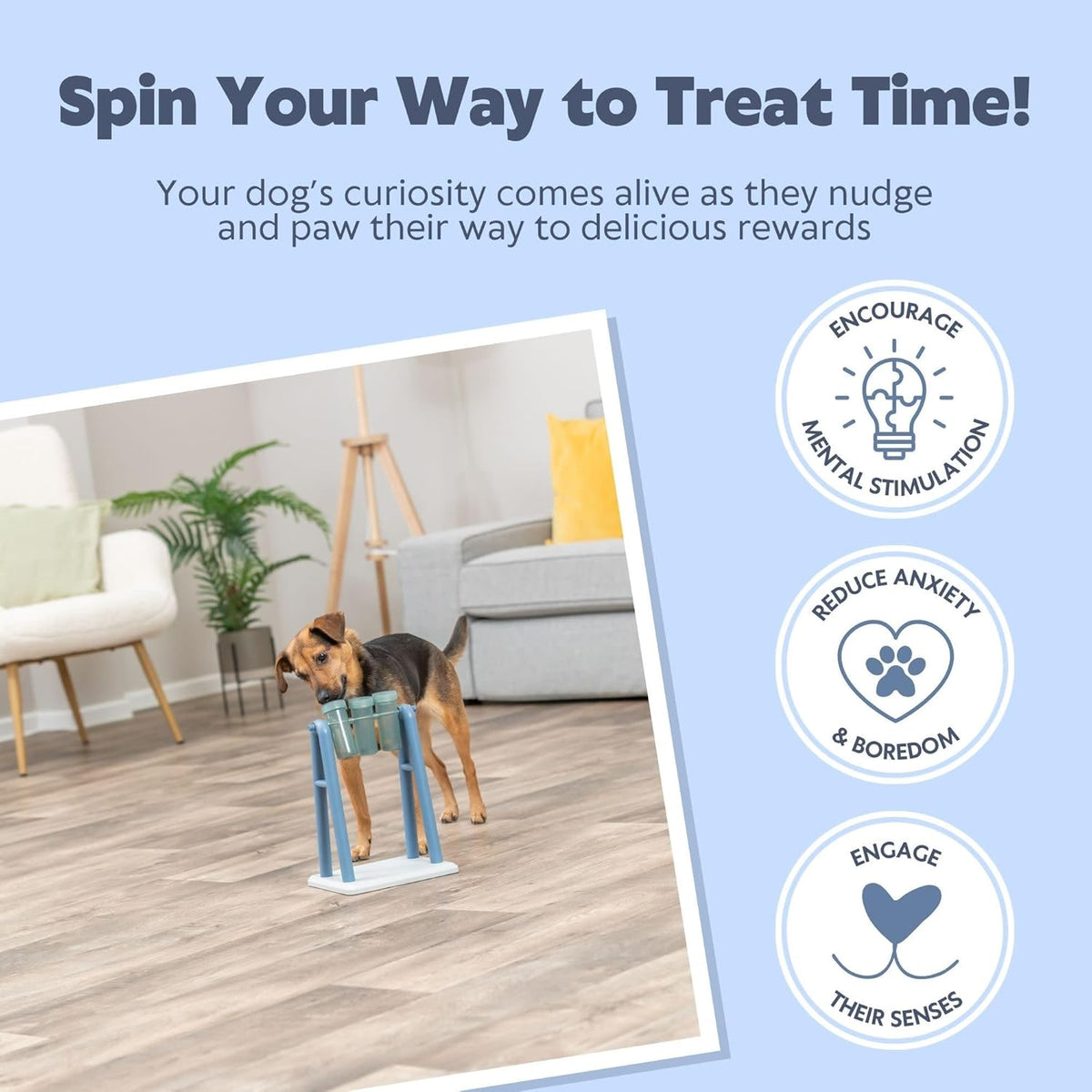 Turn Around - Mad Scientist Dog Activity Interactive Toy, Level 2 Food Puzzle Game, Brain Teasing Treat Dispenser, IQ and Mental Development Toy for Smart Dogs, Enrichment Toy for Boredom Busting