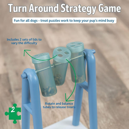 Turn Around - Mad Scientist Dog Activity Interactive Toy, Level 2 Food Puzzle Game, Brain Teasing Treat Dispenser, IQ and Mental Development Toy for Smart Dogs, Enrichment Toy for Boredom Busting