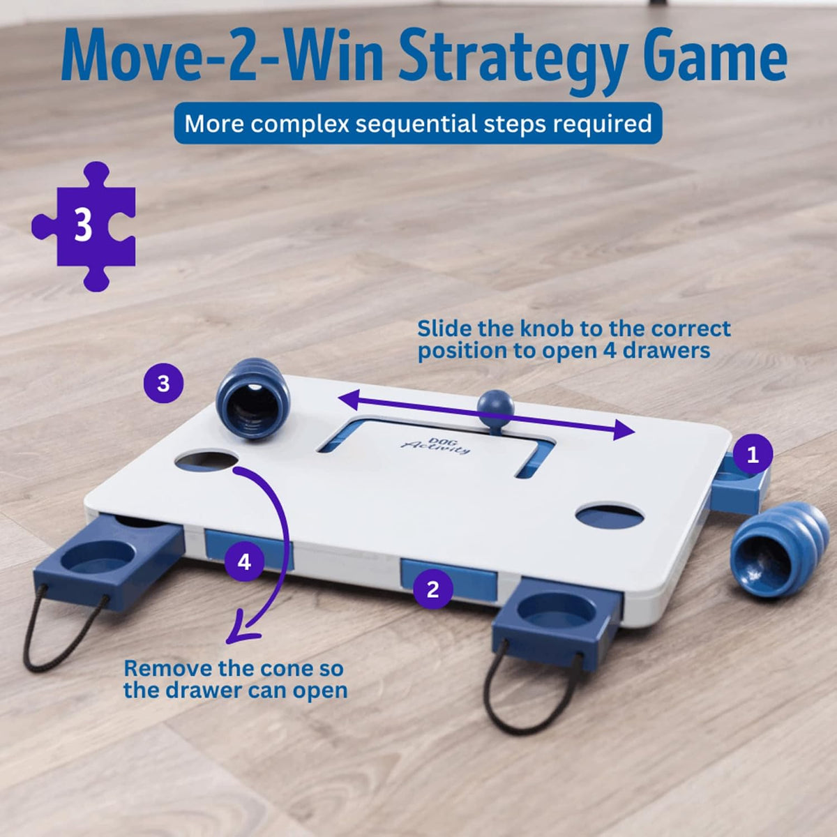 Turn Around - Mad Scientist Dog Activity Interactive Toy, Level 2 Food Puzzle Game, Brain Teasing Treat Dispenser, IQ and Mental Development Toy for Smart Dogs, Enrichment Toy for Boredom Busting