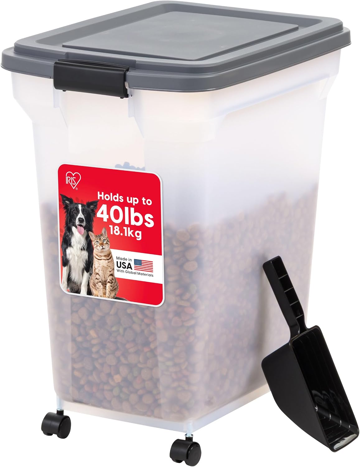 Dog Food Storage Container, Up to 58 lbs, Smoke Black, Made in USA