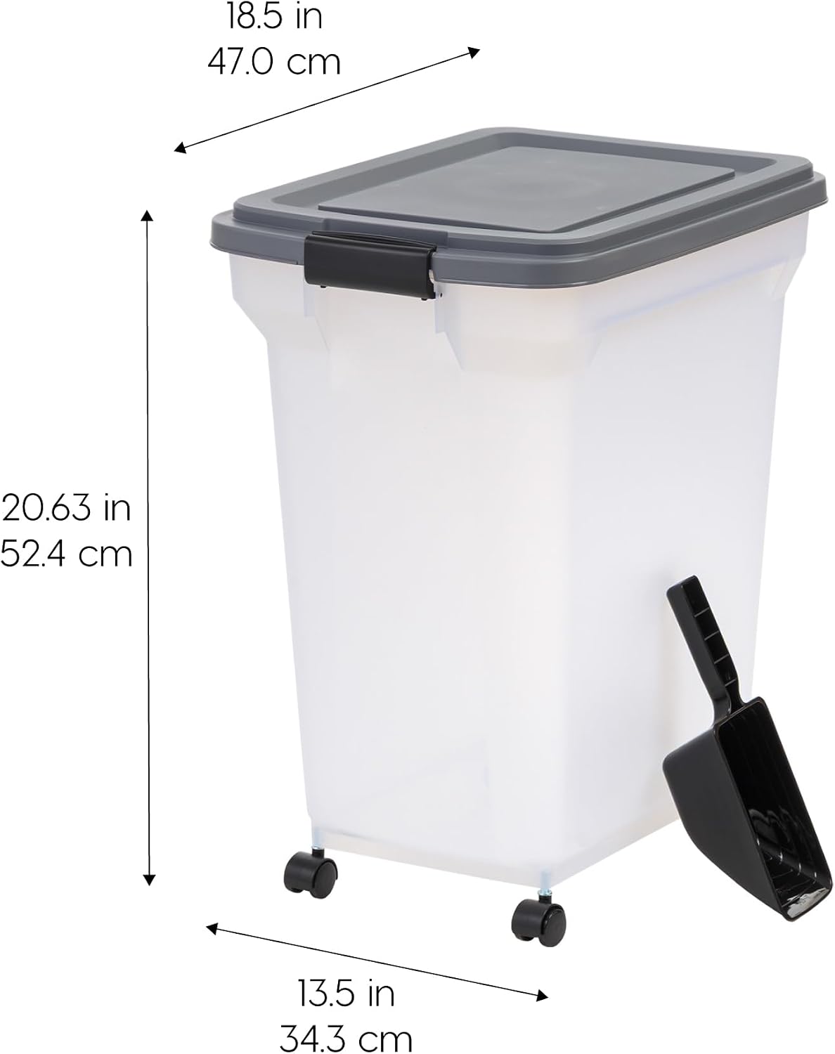 Dog Food Storage Container, Up to 58 lbs, Smoke Black, Made in USA