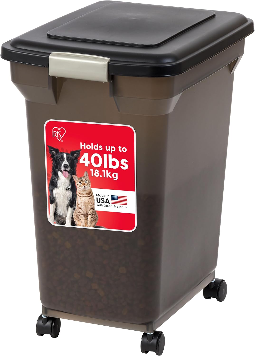 Dog Food Storage Container, Up to 58 lbs, Smoke Black, Made in USA
